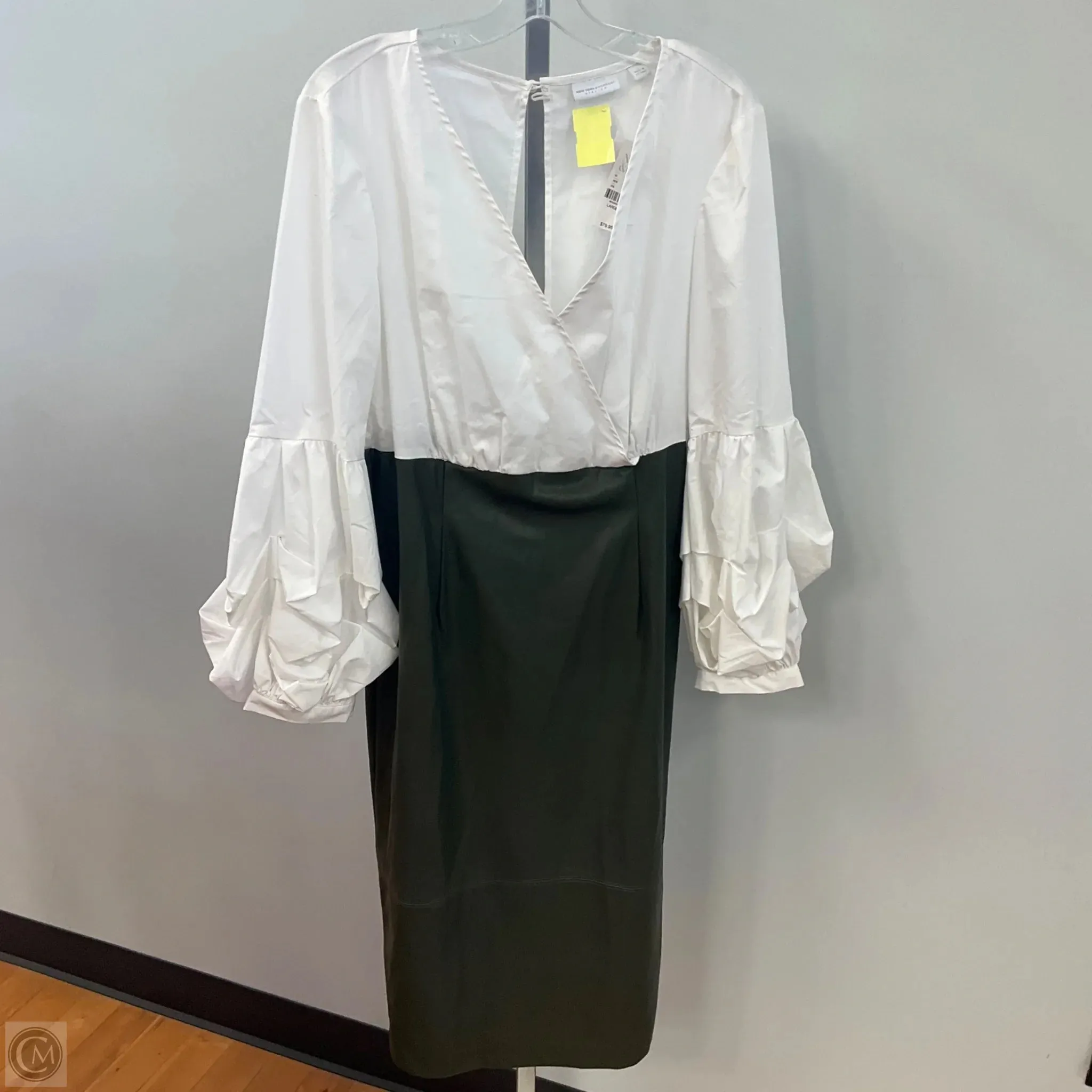 Dress Work By New York And Co In Green & White, Size: L MoistureManagementSystem