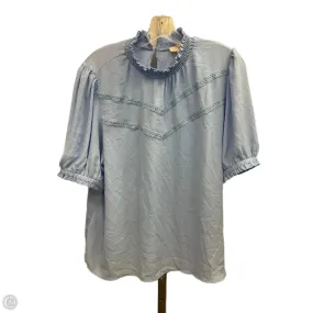 Breathable Construction DoubleLayeredShoulders Top Short Sleeve By Loft In Blue, Size: Xl
