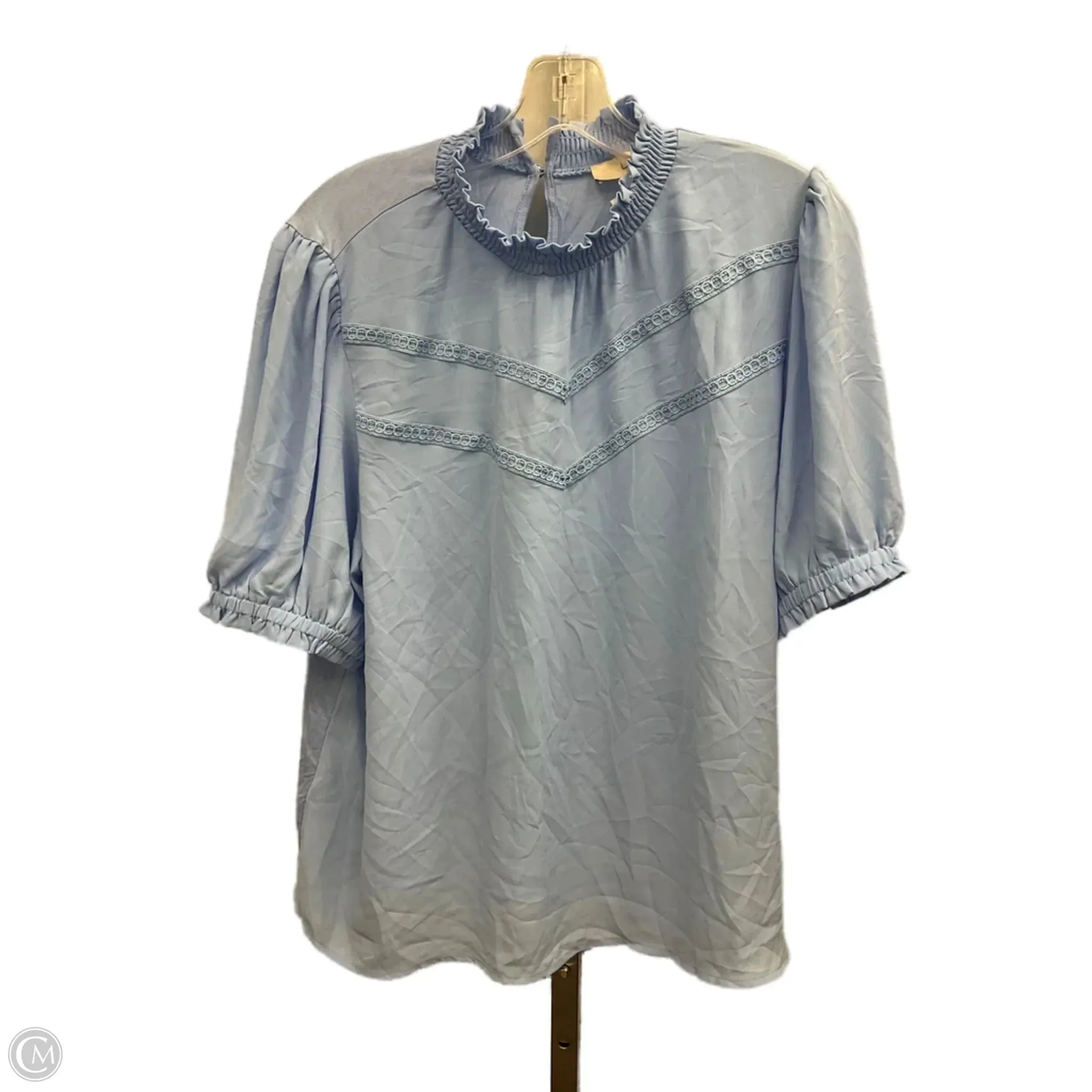 Breathable Construction DoubleLayeredShoulders Top Short Sleeve By Loft In Blue, Size: Xl