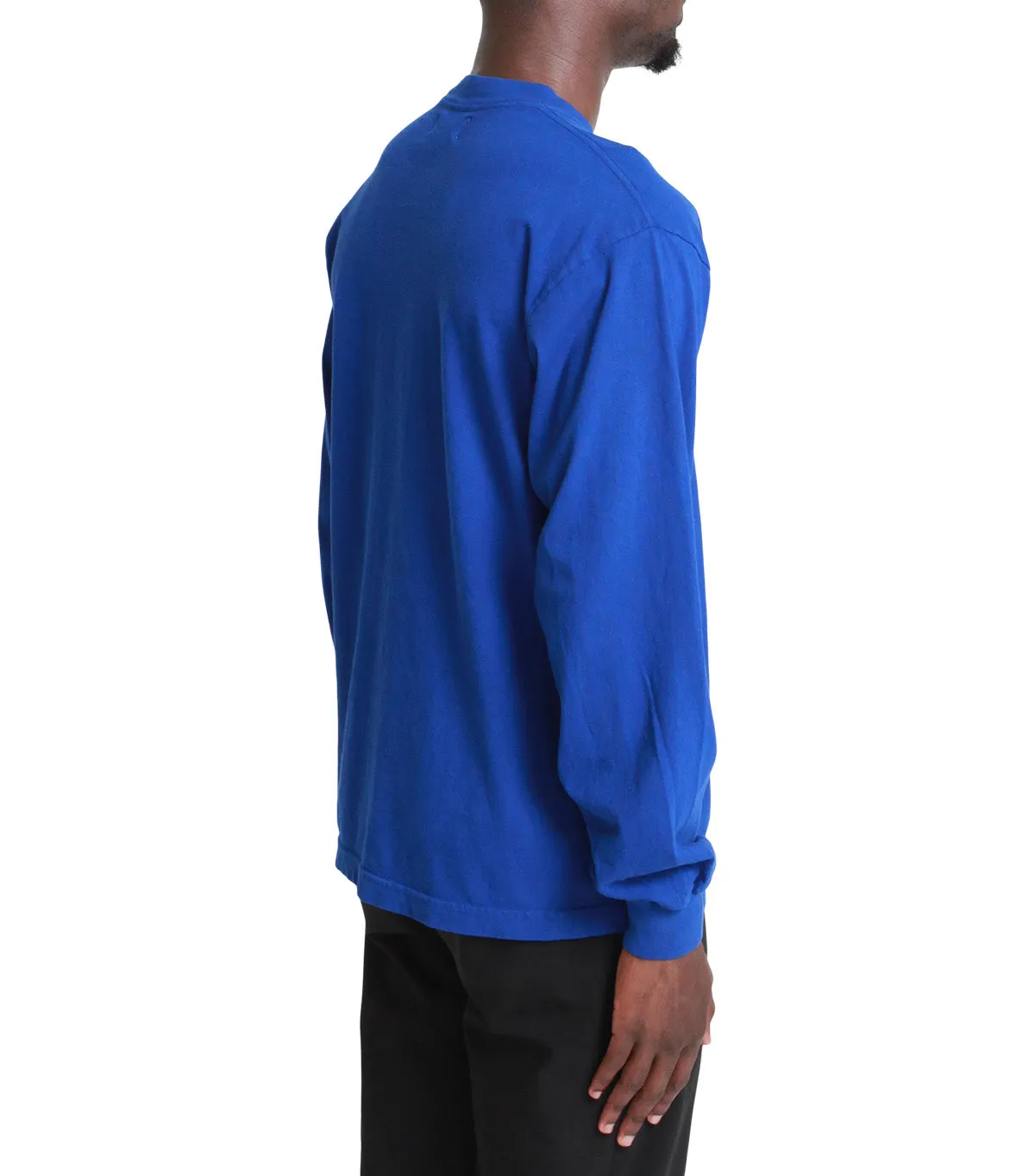 SOMEWHERE Original Logo Long Sleeve T-Shirt Blue Placket Closure Picnic Fun