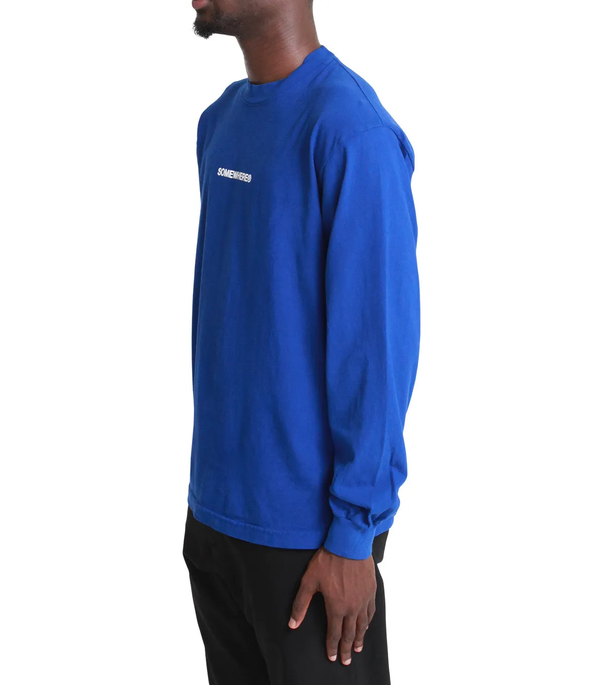 Translucent Soul SOMEWHERE Original Logo Long Sleeve T-Shirt Blue