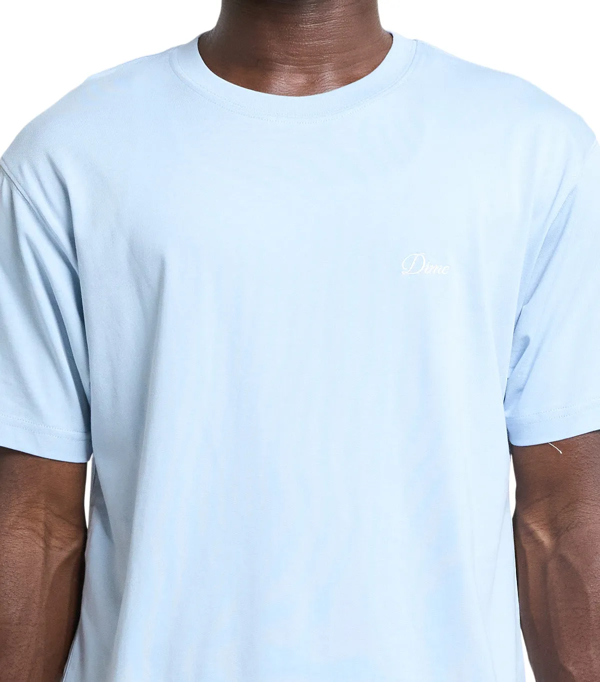 Reflective accents AI Style Dime Cursive Small Logo T-Shirt Blue Fog
