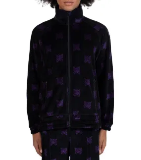 Needles Papillon Velour Track Jacket Black Purple Street Light