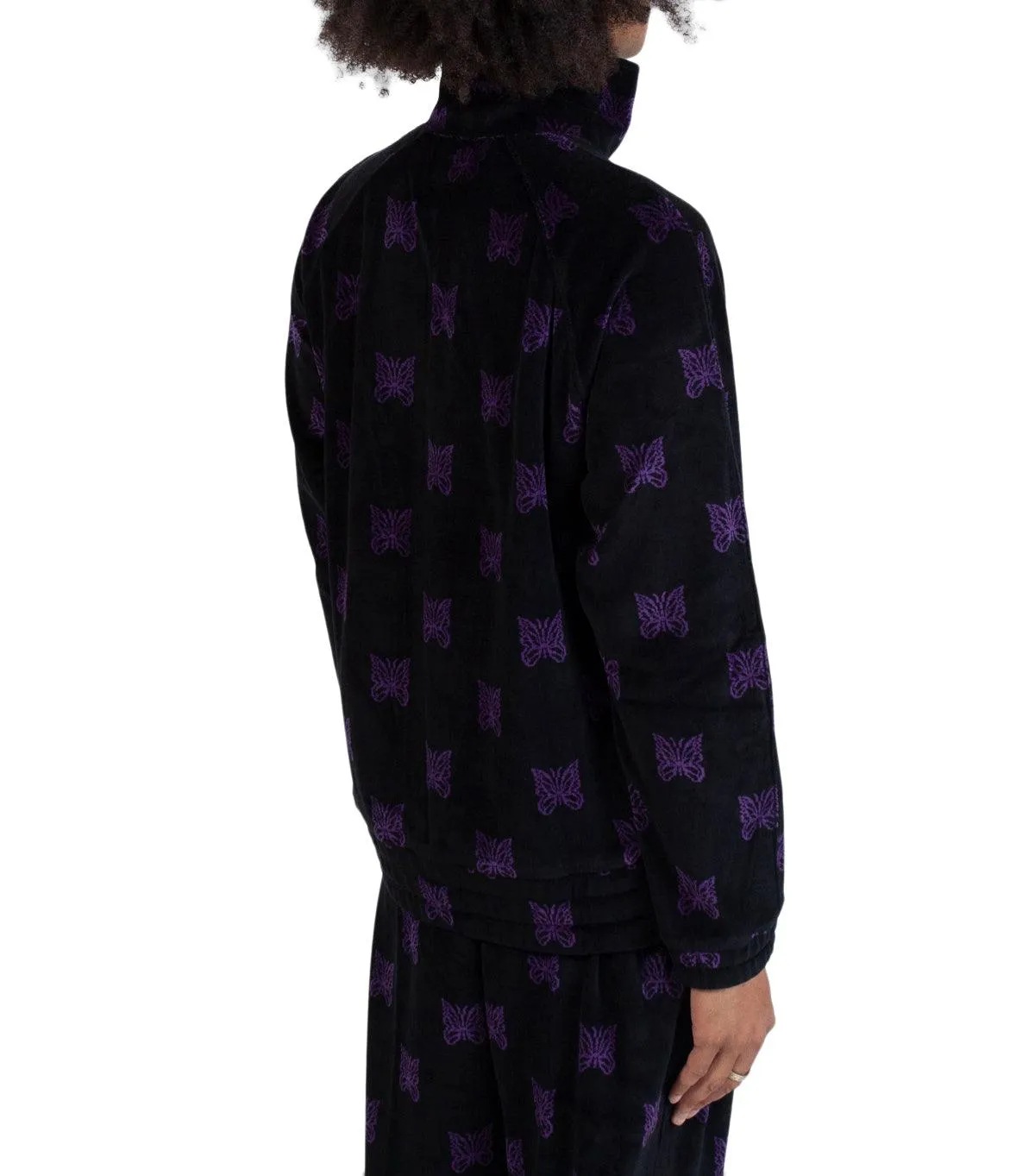 Needles Papillon Velour Track Jacket Black Purple Party Guest