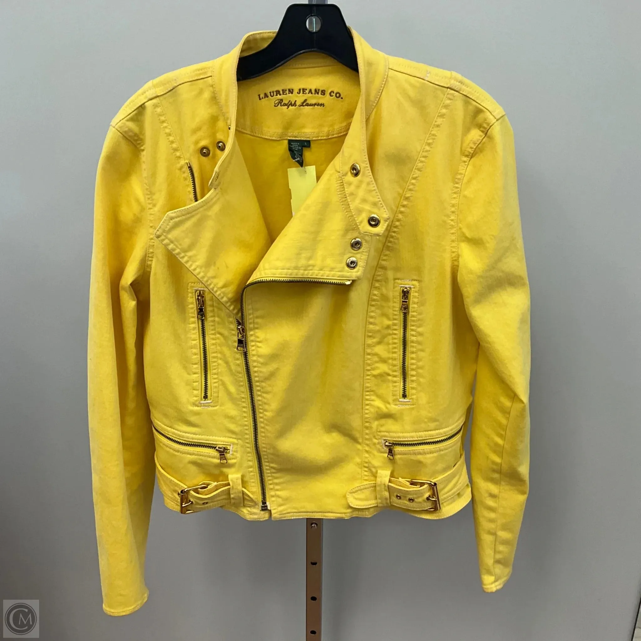 Jacket Denim By Lauren By Ralph Lauren In Yellow Denim, Size: L Puffer Design