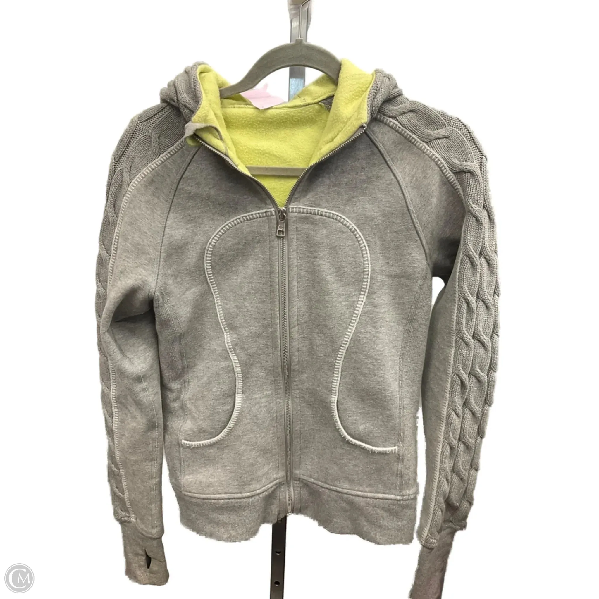 Athletic Sweatshirt Hoodie By Lululemon In Grey, Size: 6 AntiBacterialTextile