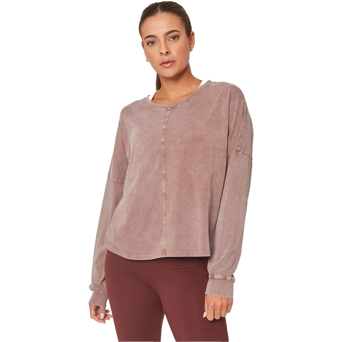 Relax Vibe DoubleLayered Fabric Women's Calm Oversized Boxy Long Sleeve