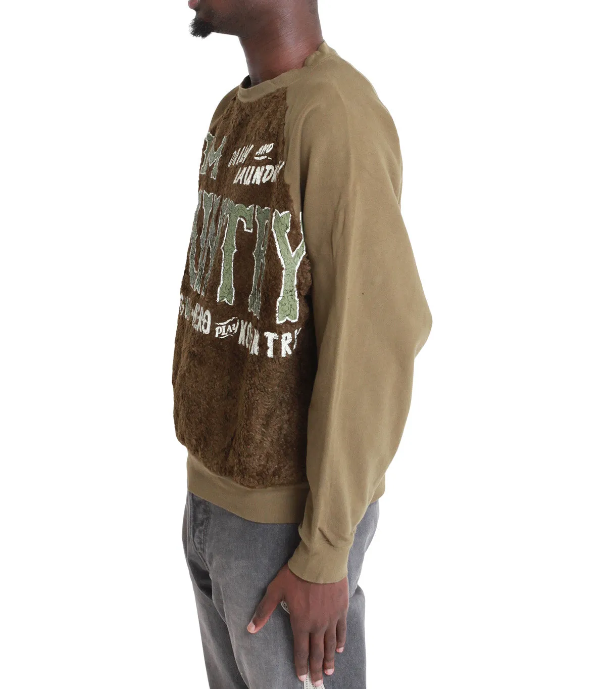 Planet Glow Kapital 30/-Swt Knit X Fur Grizzly Sweatshirt ('Em Kountry) Khaki
