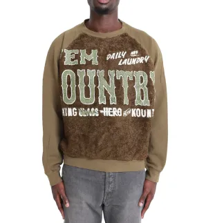 Clean Fit TaglessLabel Kapital 30/-Swt Knit X Fur Grizzly Sweatshirt ('Em Kountry) Khaki