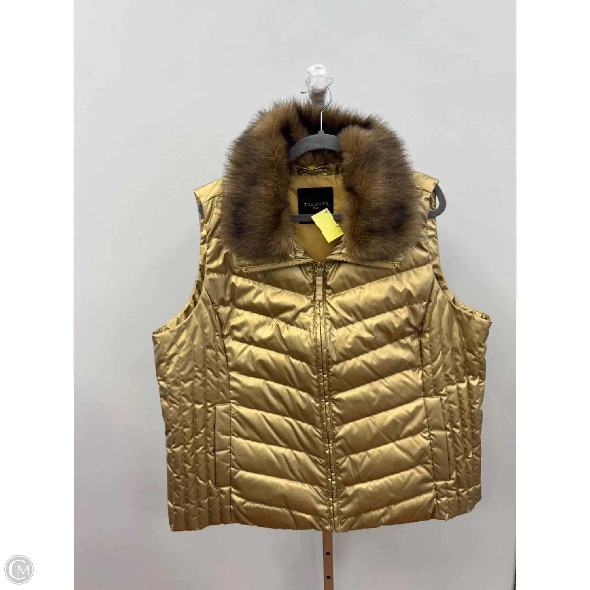 Vest Puffer & Quilted By Talbots In Gold, Size: 2x Hypoallergenic Lining VentilatedBackPanel