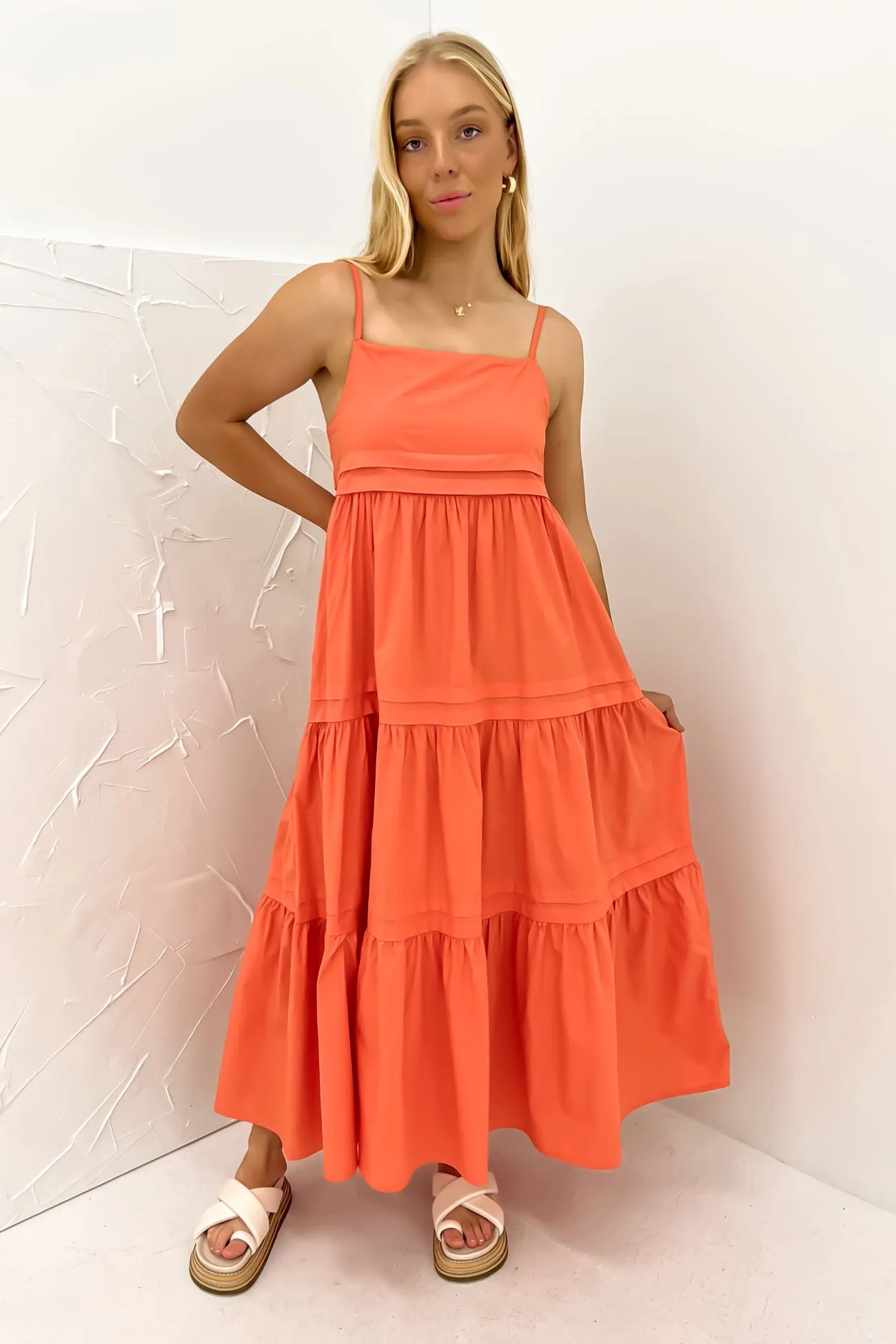 Esme Maxi Dress Coral Delicate Details