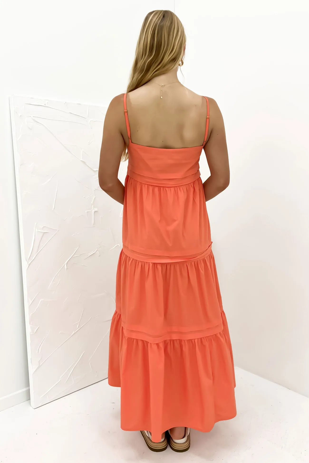 Hidden-Pocket Esme Maxi Dress Coral