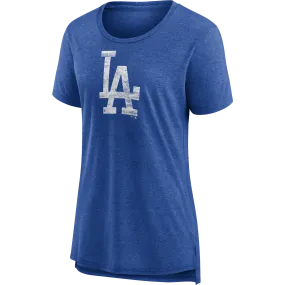 FlexibleCollarDesign Smart Glow Women's Dodgers Triblend Logo Short Sleeve