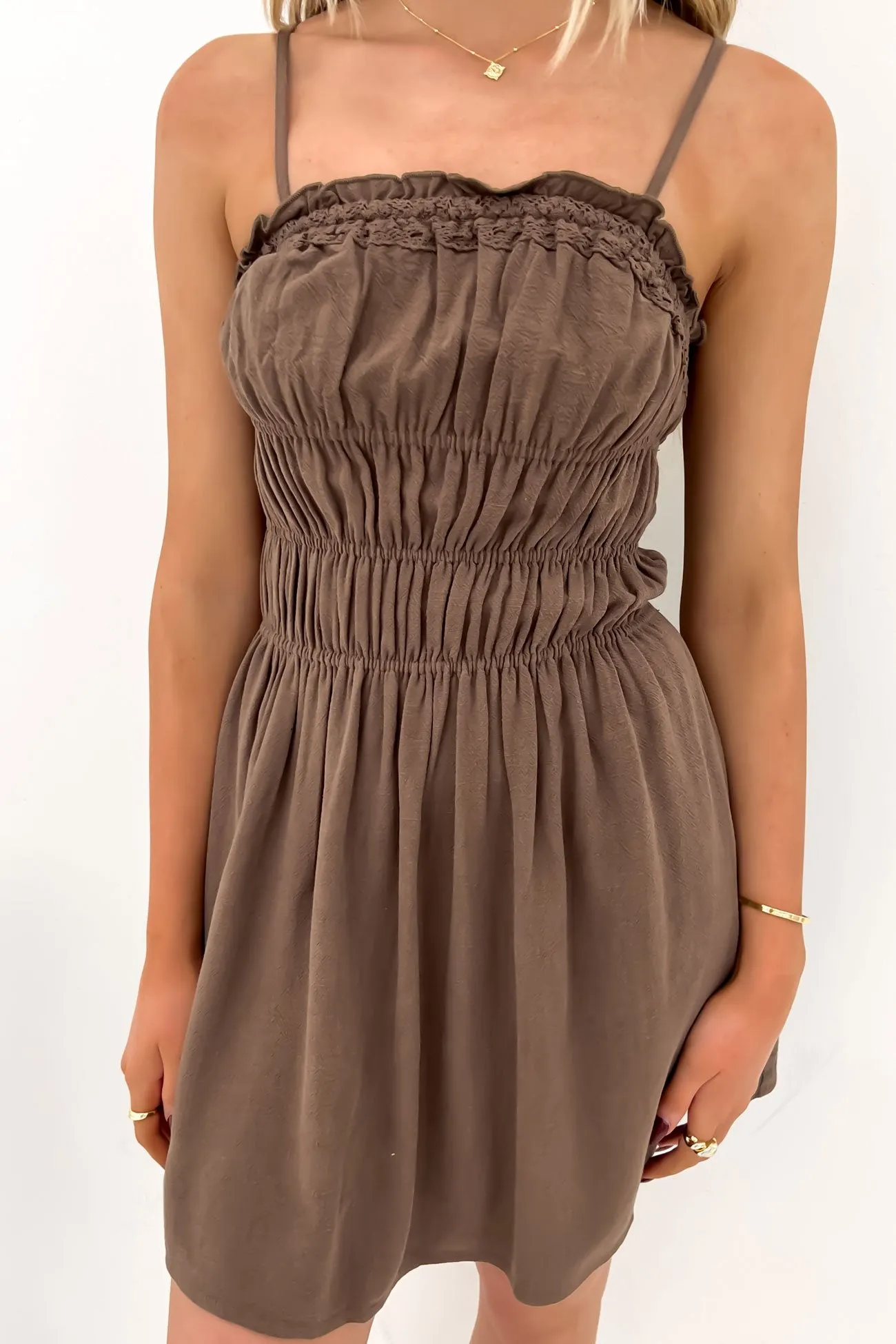 Summer-Season Toledo Mini Dress Brown