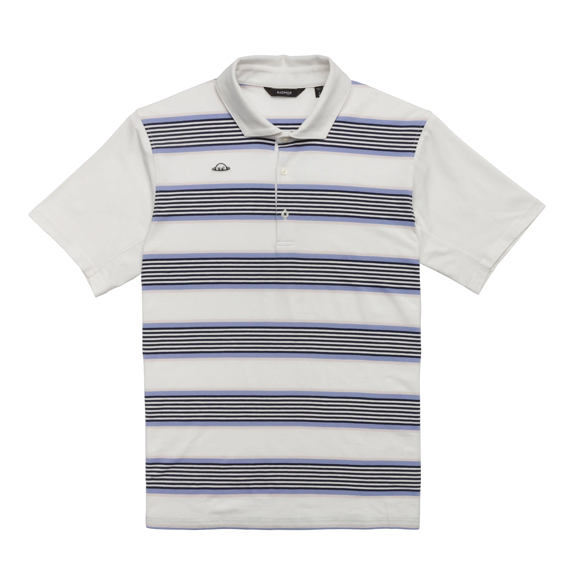 Breezy Fit Smart Casual RADMOR Taylor Recycled Segue Stripe Polo - Snow White