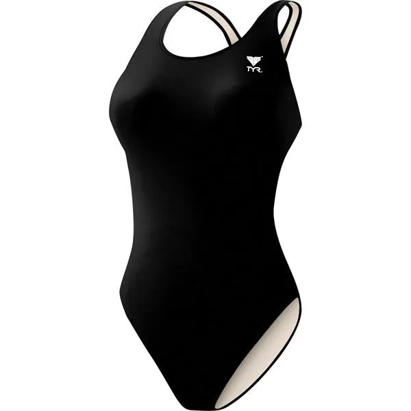 BiasCut Trims HypoallergenicTextile Women's TYReco Lycra Solid Maxfit - Black