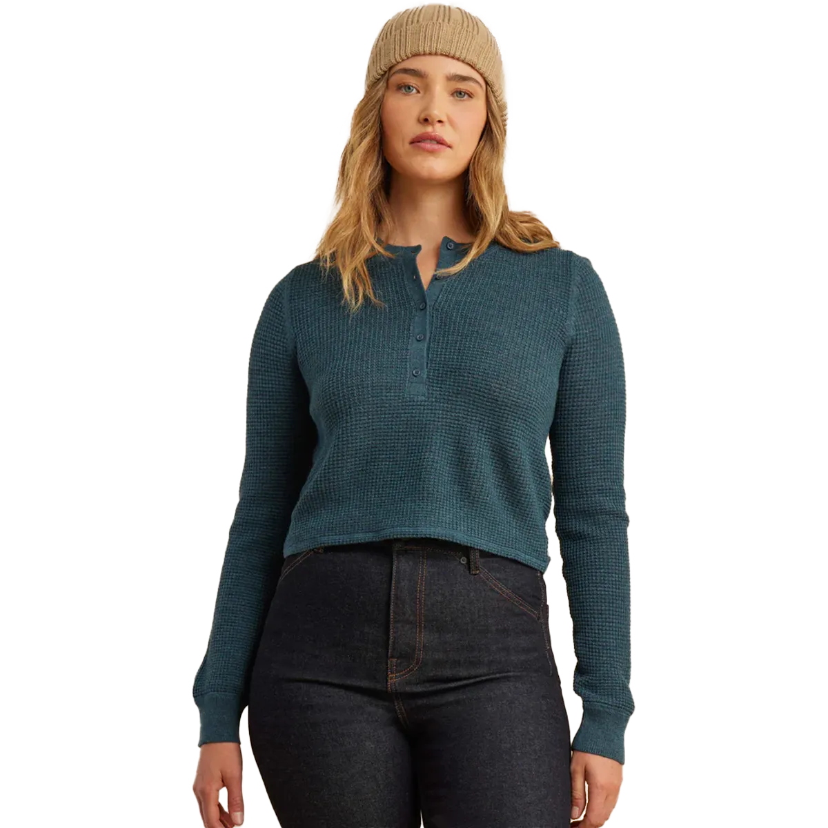 Flex Fit SweatWickingLining Women's Well Worn Thermal Long Sleeve Henley