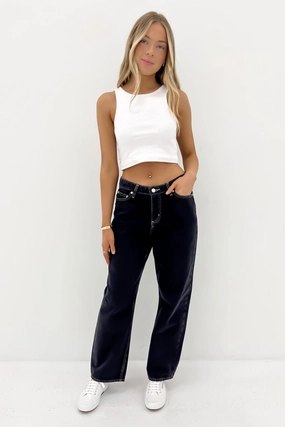 Mid Baggy Jean Throwback Black Petite Base Layer Layered Basics