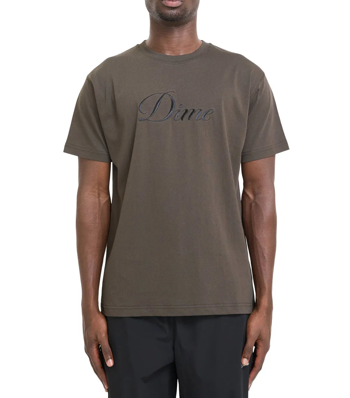 Dime Cursive T-Shirt Vintage Black ShapeRetentionCloth
