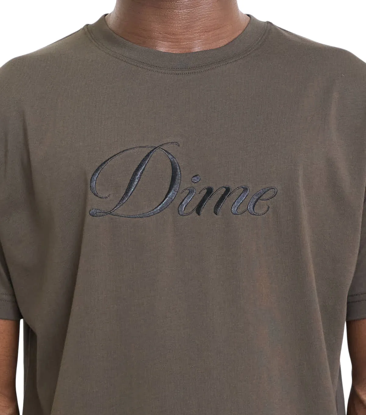 Dime Cursive T-Shirt Vintage Black Firm Leather