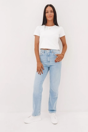 Style Neutral Stylish Touch Hi Straight Jean Faded Blue