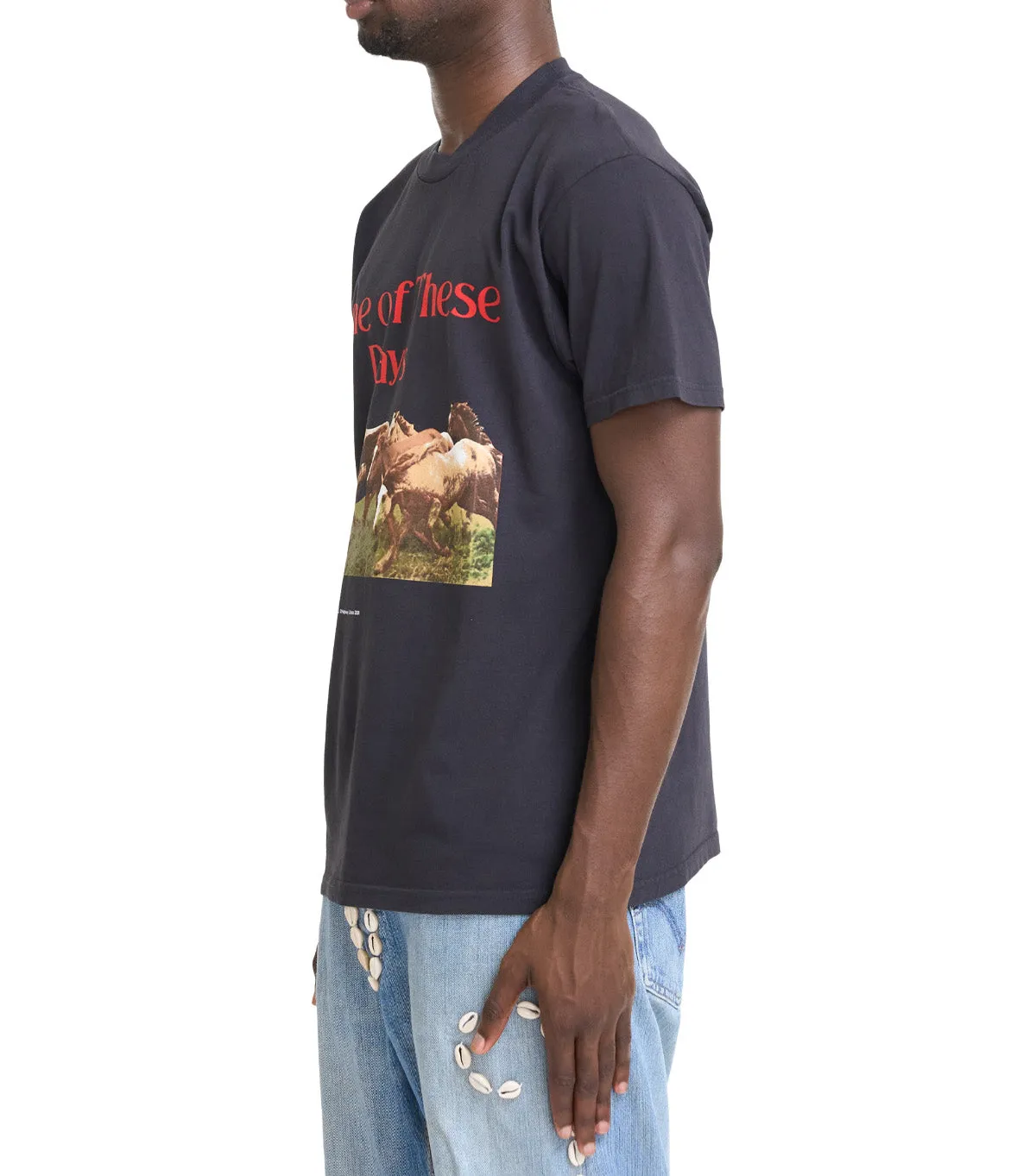 Shine Mood Saga Vibe One Of These Days Wild Horses Short Sleeve T-Shirt Black