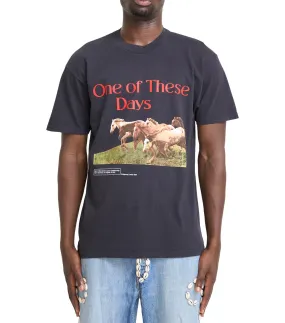 Tencel Blend Fabric PrecisionTailoring One Of These Days Wild Horses Short Sleeve T-Shirt Black
