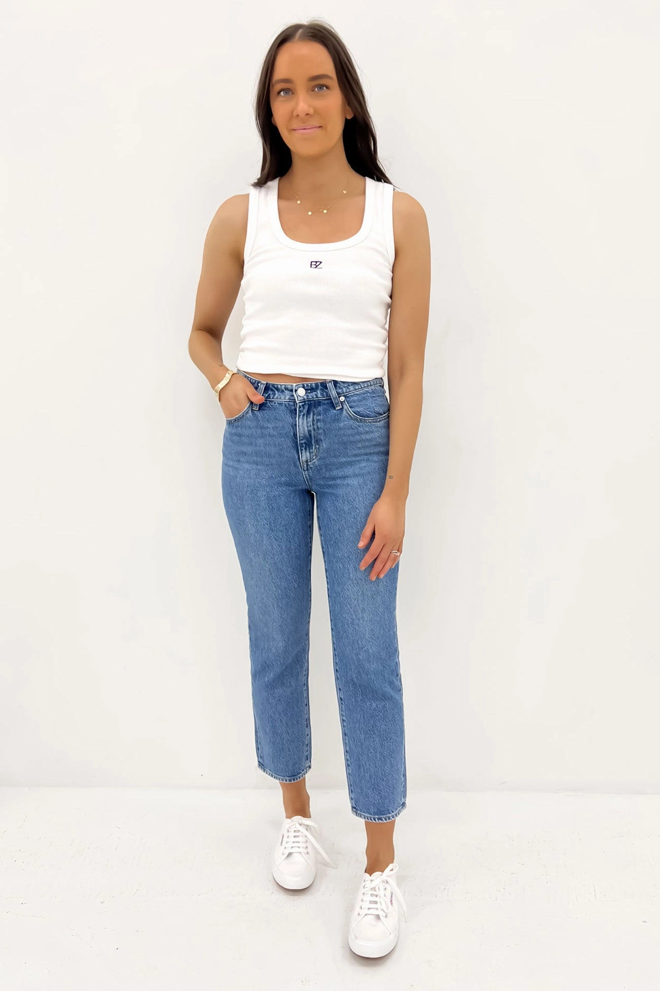 Mid Slim Straight Jean Blue Fire Petite Street Ready