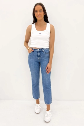 Mid Slim Straight Jean Blue Fire Petite Style Basic Anytime Wear