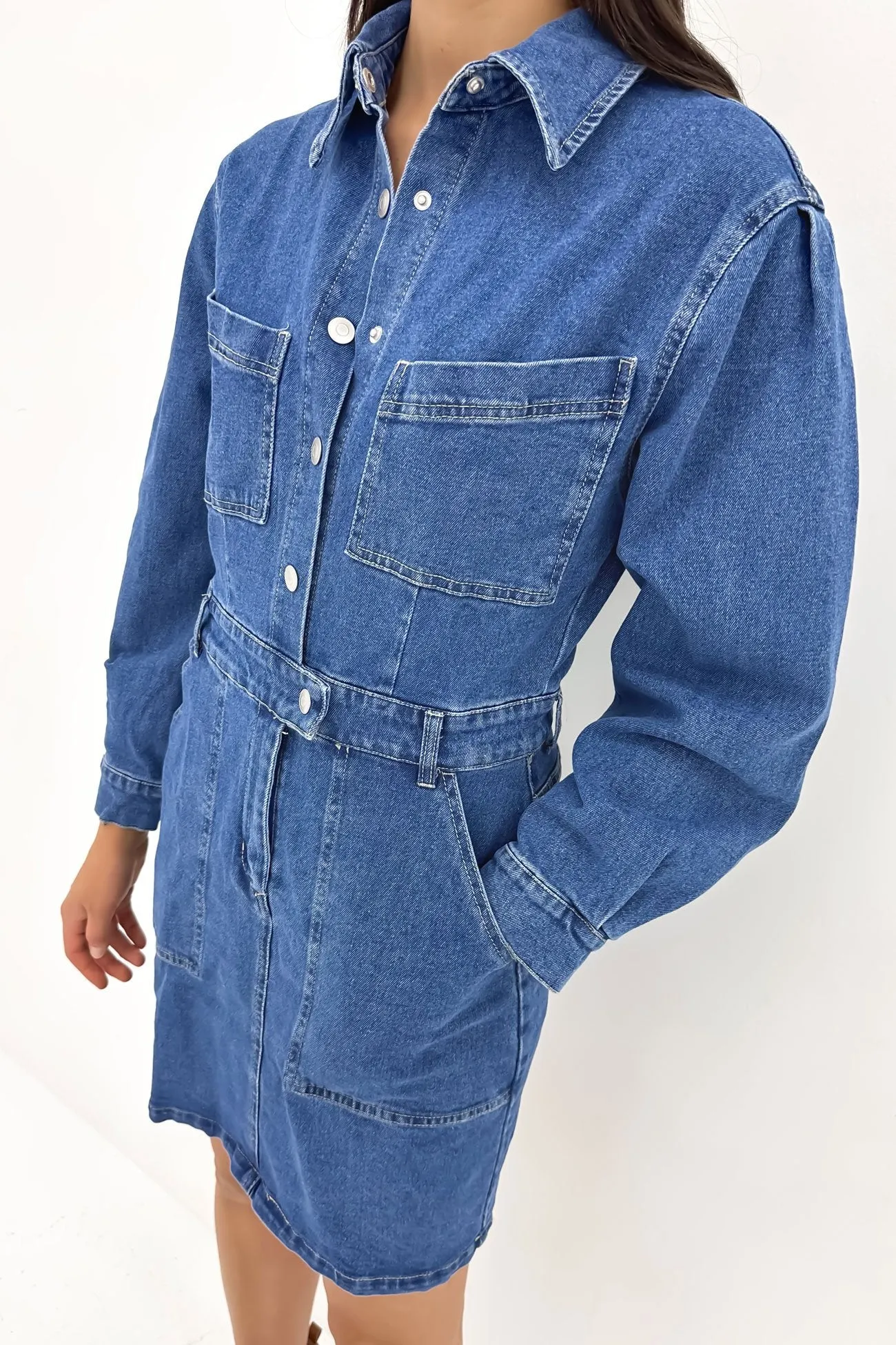 Gabrielle Denim Long Sleeve Dress 80 Wash Music-Concert