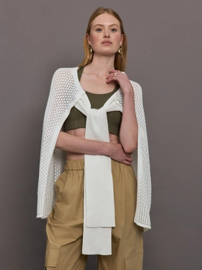 Reversible design Cozy Feel Gabrielle Knit Cape - Creme