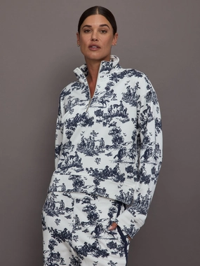 Toile Half Zip - Navy Toile Moisture wicking