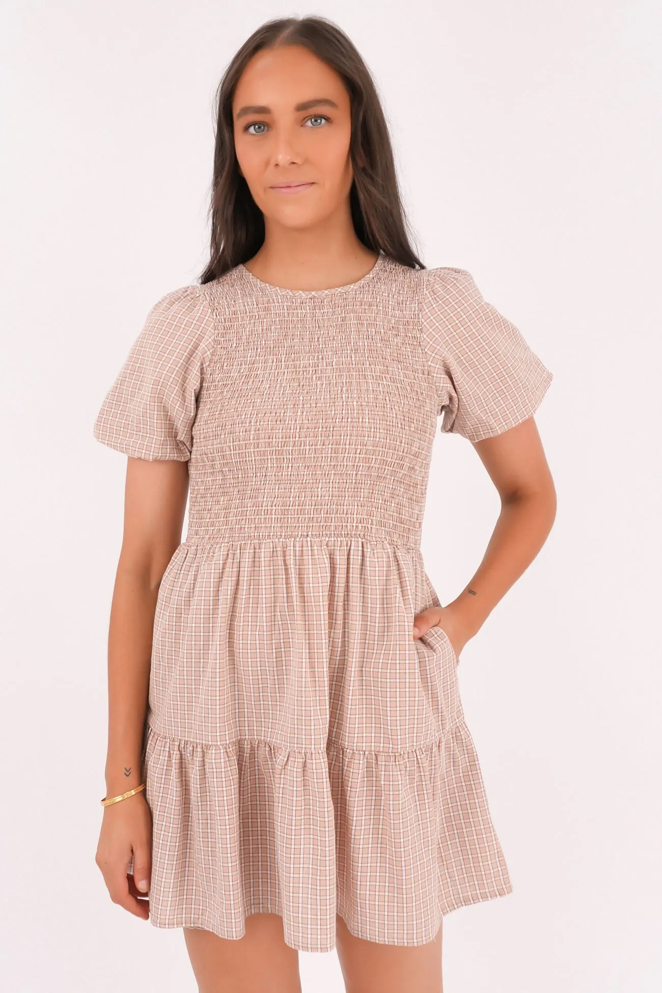 Lenox Mini Dress Check Street Mode Feminine Vibe