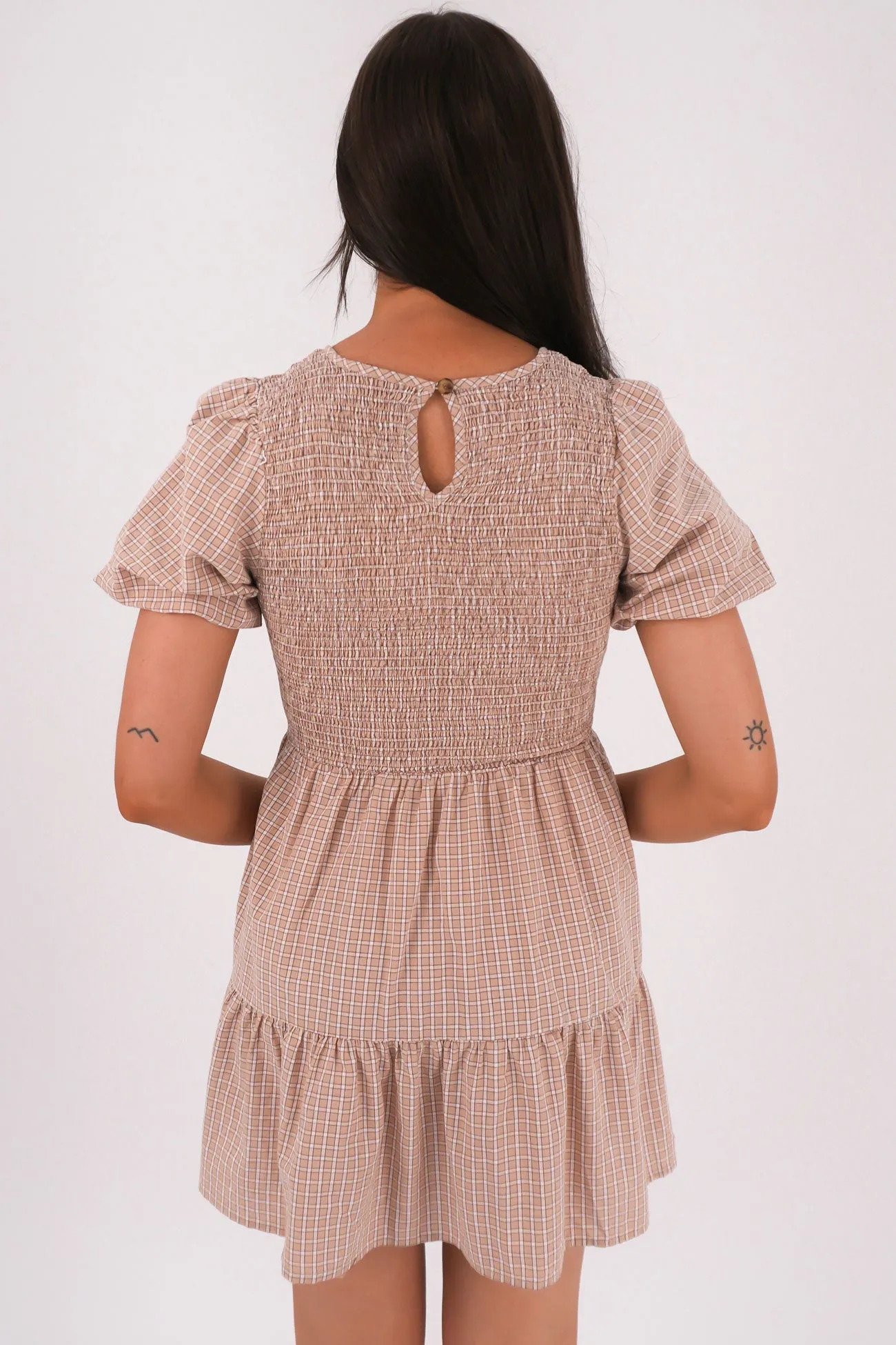Lenox Mini Dress Check Simple Bow Weekend Vibe
