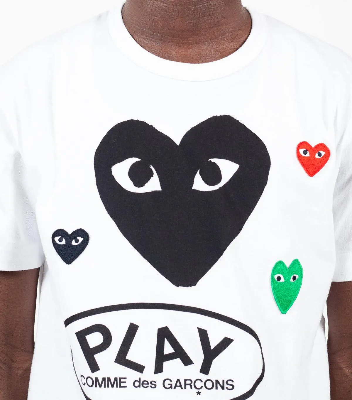 Faith Core CdG PLAY White Multi Logo T-Shirt Black Heart