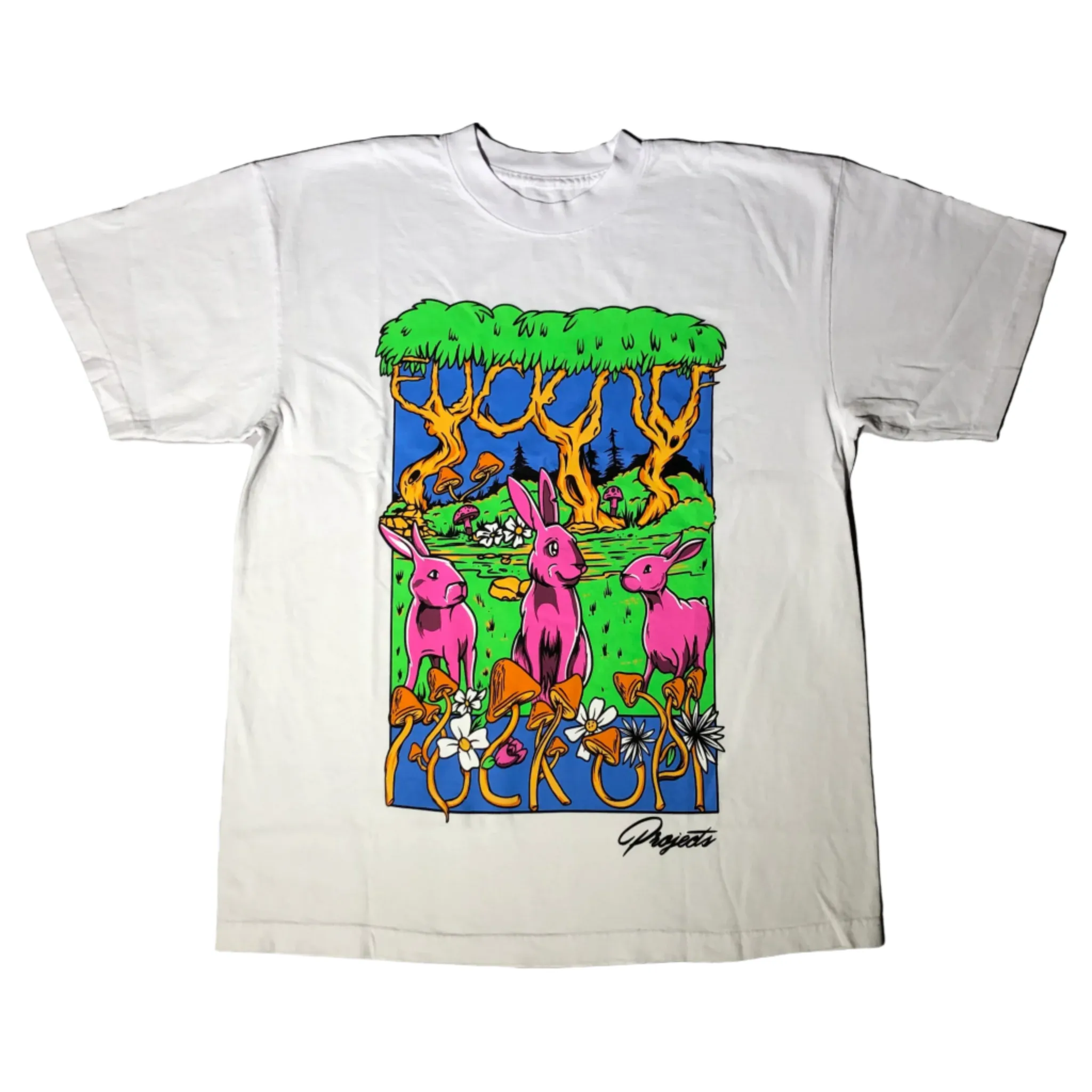 Low Profile Collar Relaxed Armhole Cut Happy Life Tee
