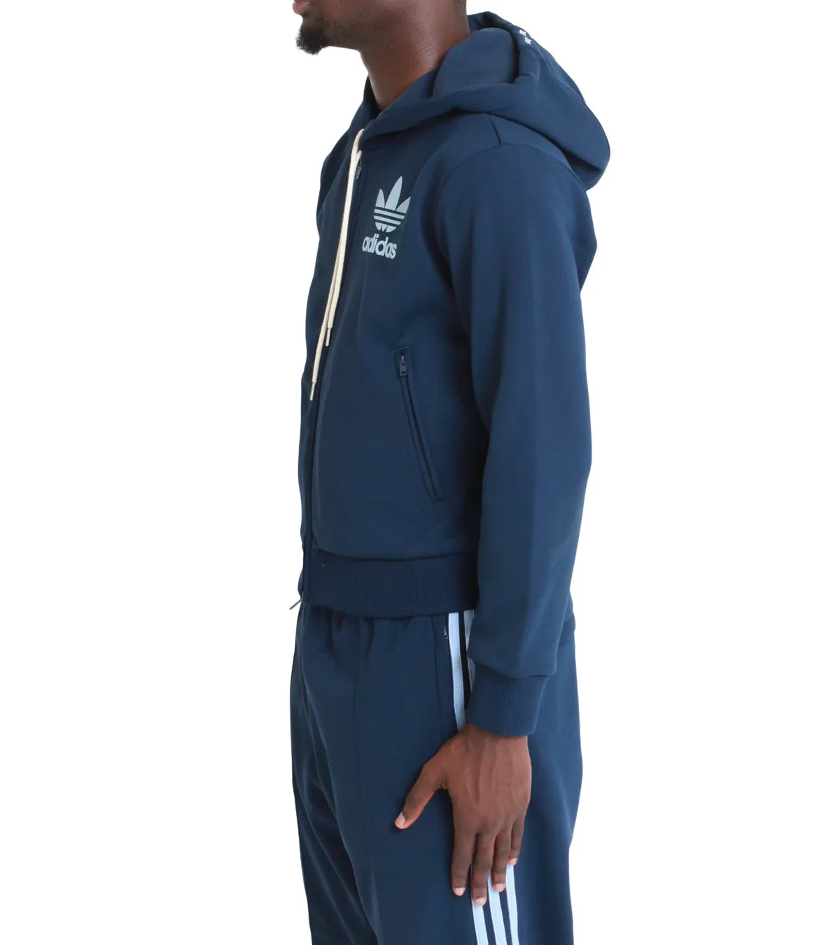 SmoothGripFastenings Recycled Polyester Blend Adidas x Wales Bonner Track Hoody Navy Blue