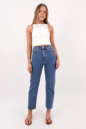 All Round Fit Earthy Soft Hi Straight Crop Jean Forever Blue