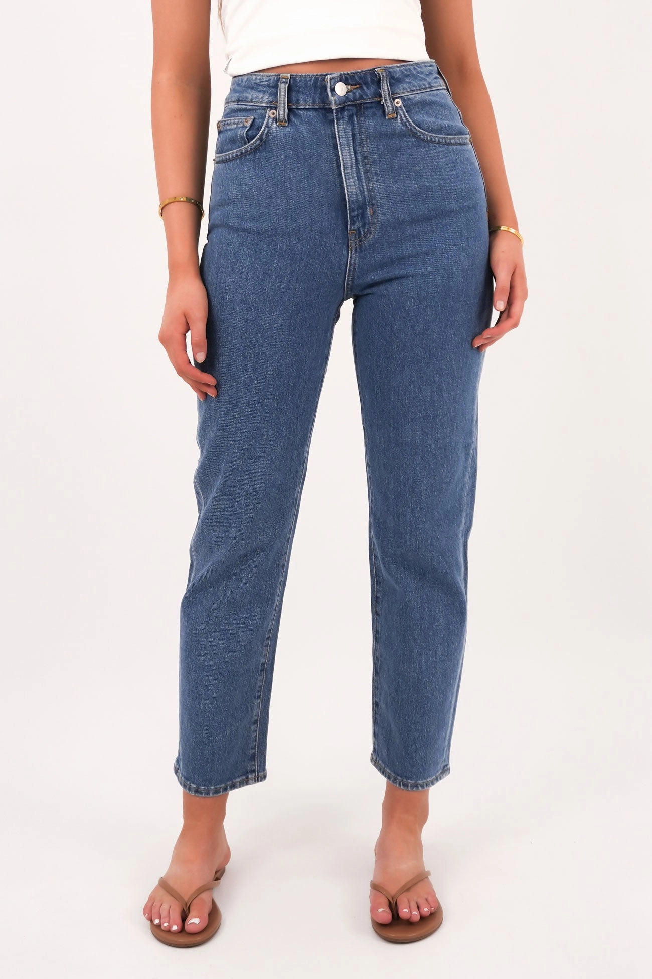Breathable Denim Party Look Couple Look Earthy Hi Straight Crop Jean Forever Blue