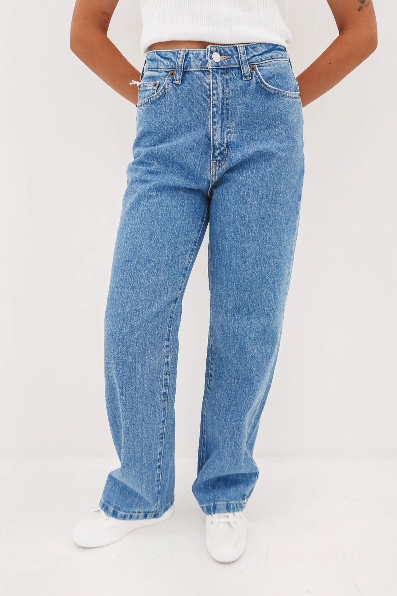 Mood Layer Outfit Essential Hi Wide Jean Worn In Blue