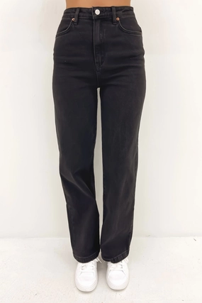 Hi Wide Leg Jean Vintage Black Versatile Relaxed Style Luxury Textured Athlete Fit