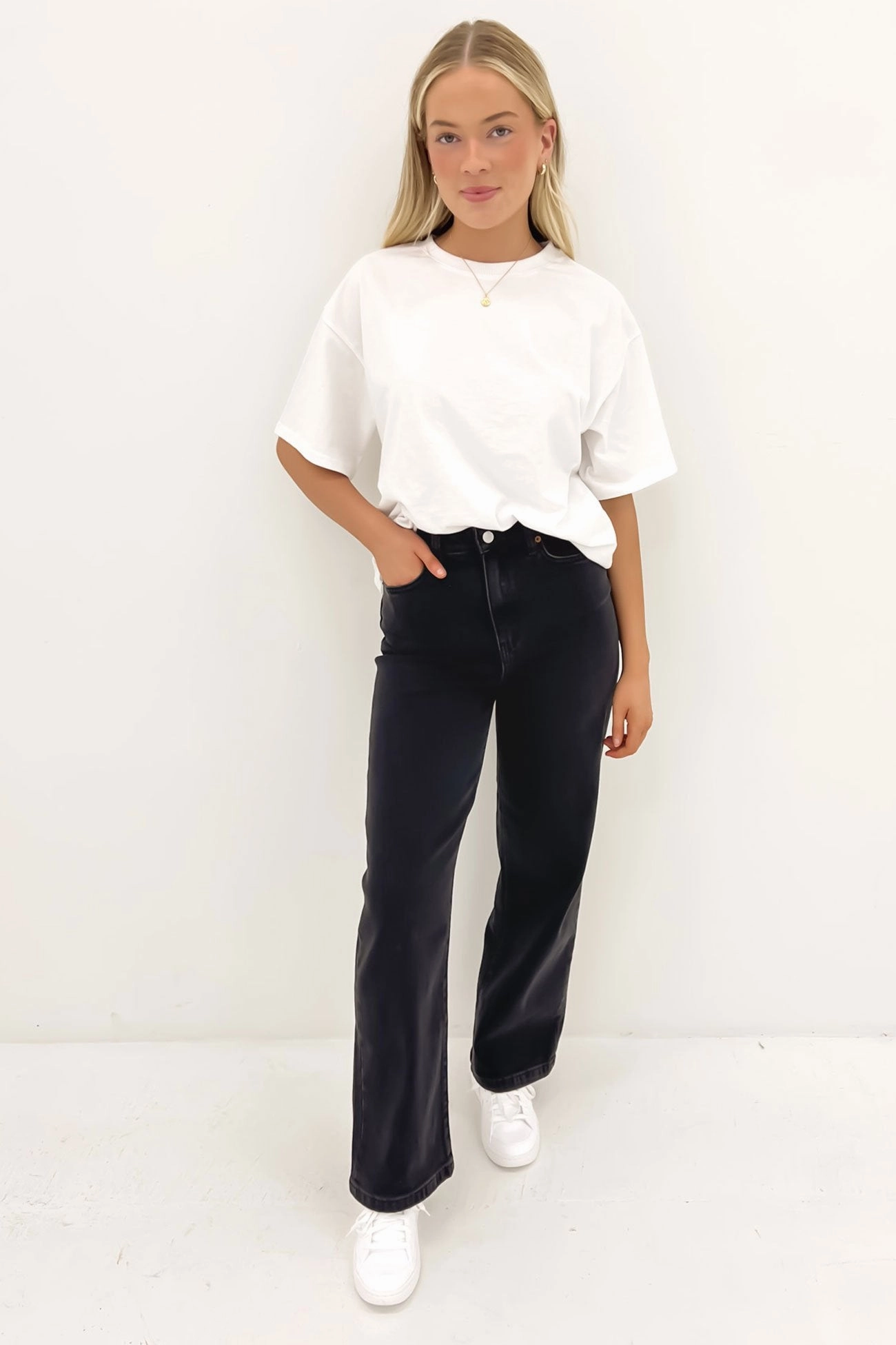 Hi Wide Leg Jean Vintage Black Comfortable Edge
