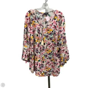 Relaxed Silhouette Top 3/4 Sleeve By I.N. StudioIn Floral Print, Size: 3x
