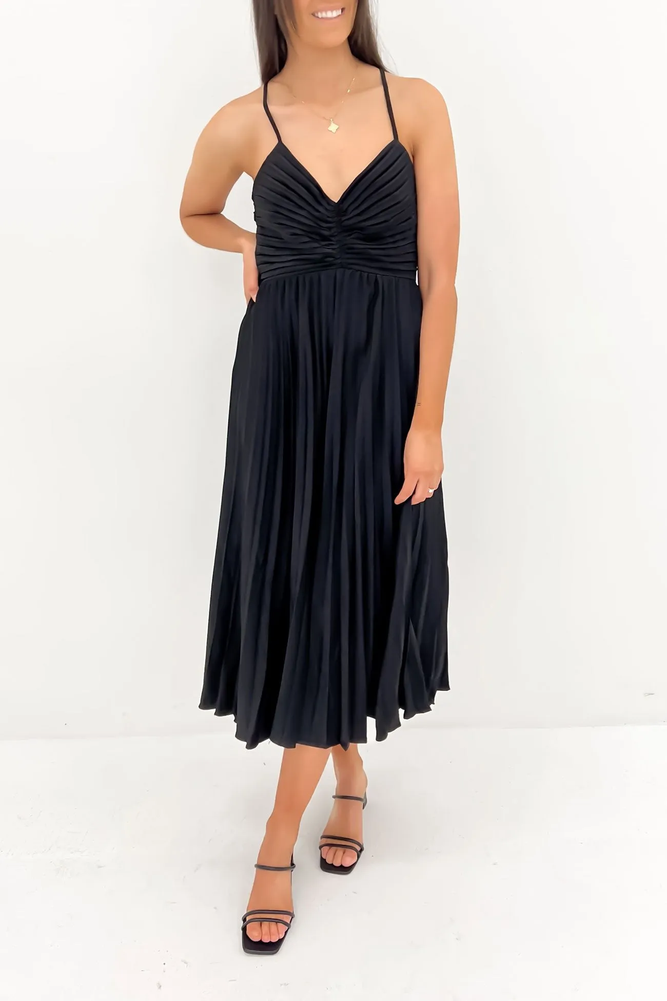 Clydie Midi Dress Black Minimal Details