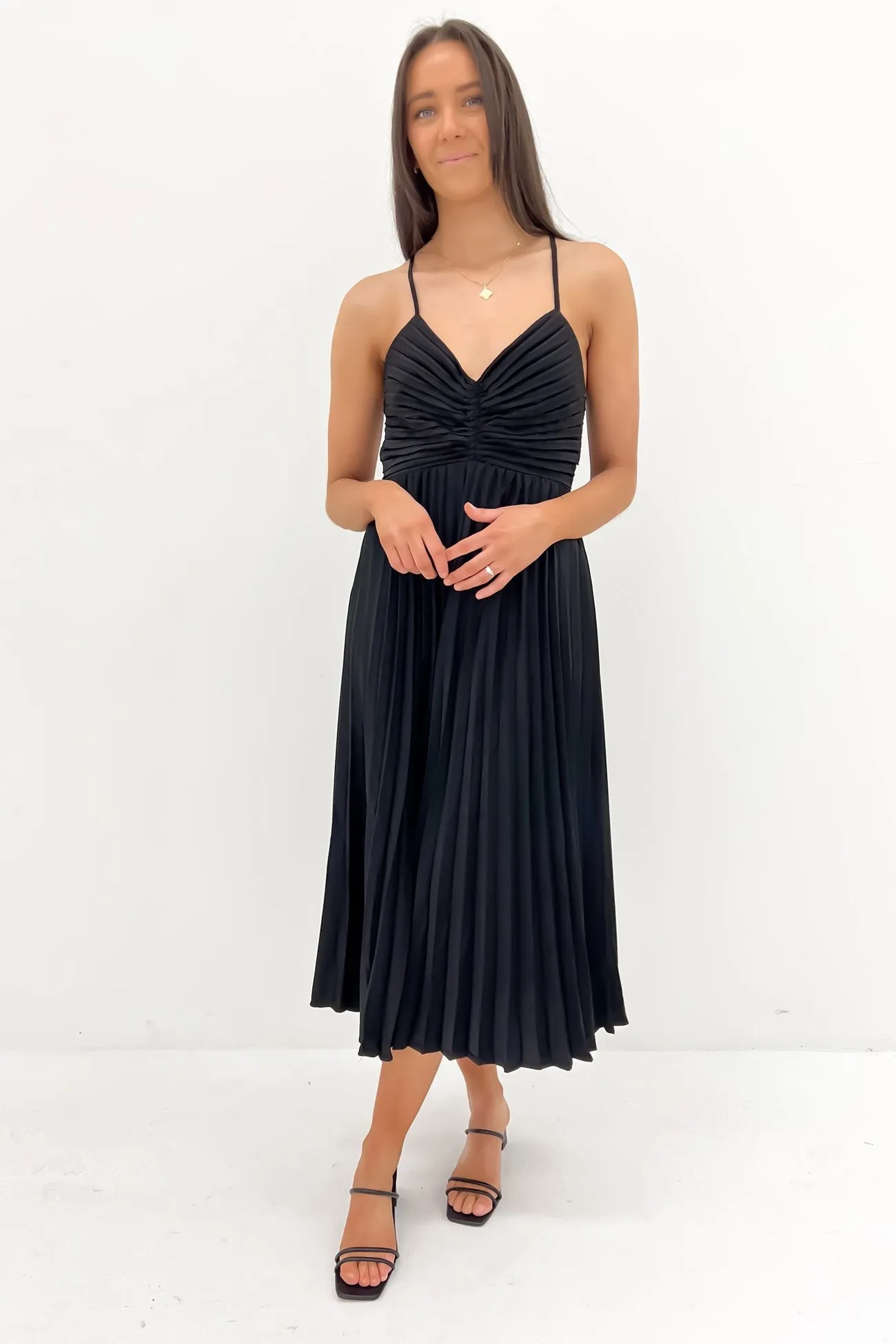 Clydie Midi Dress Black Day Love Cool Palette