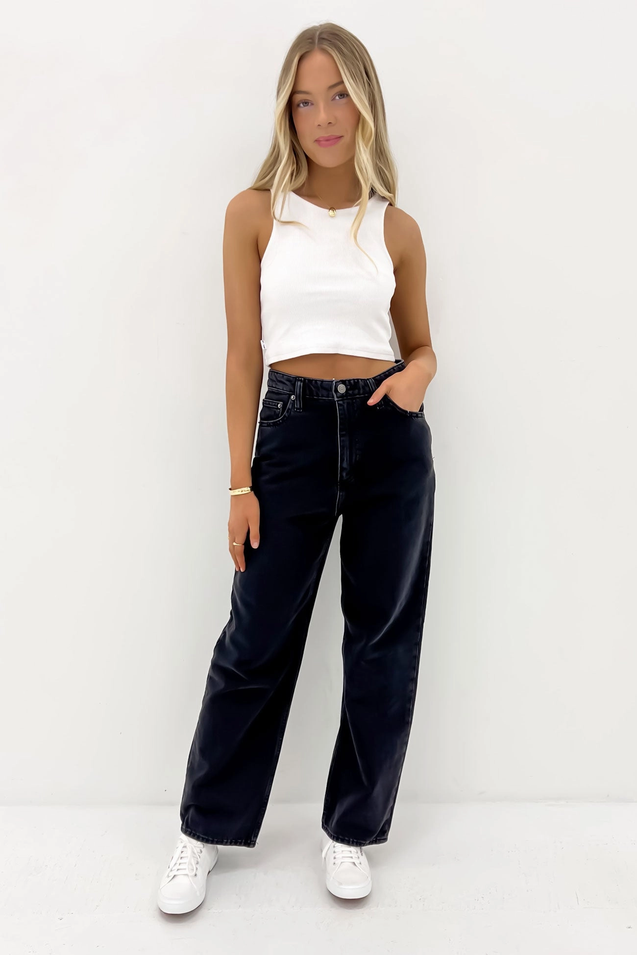 Quality Wear High Baggy Jean Dusted Black Petite