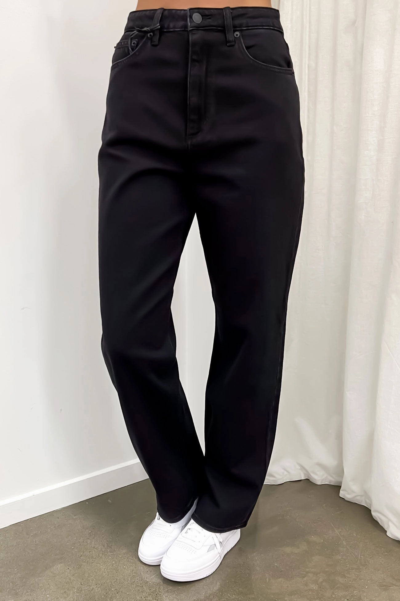 Morning Stroll Music Event Office Wear High Waist High Baggy Jean Homme Black