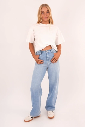 High Baggy Jean Horizon Blue Petite Stylish Adult Fashion