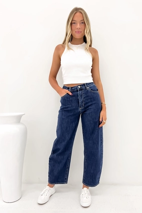 Gigi Barrel Jean Forever Blue No Gap Waistband