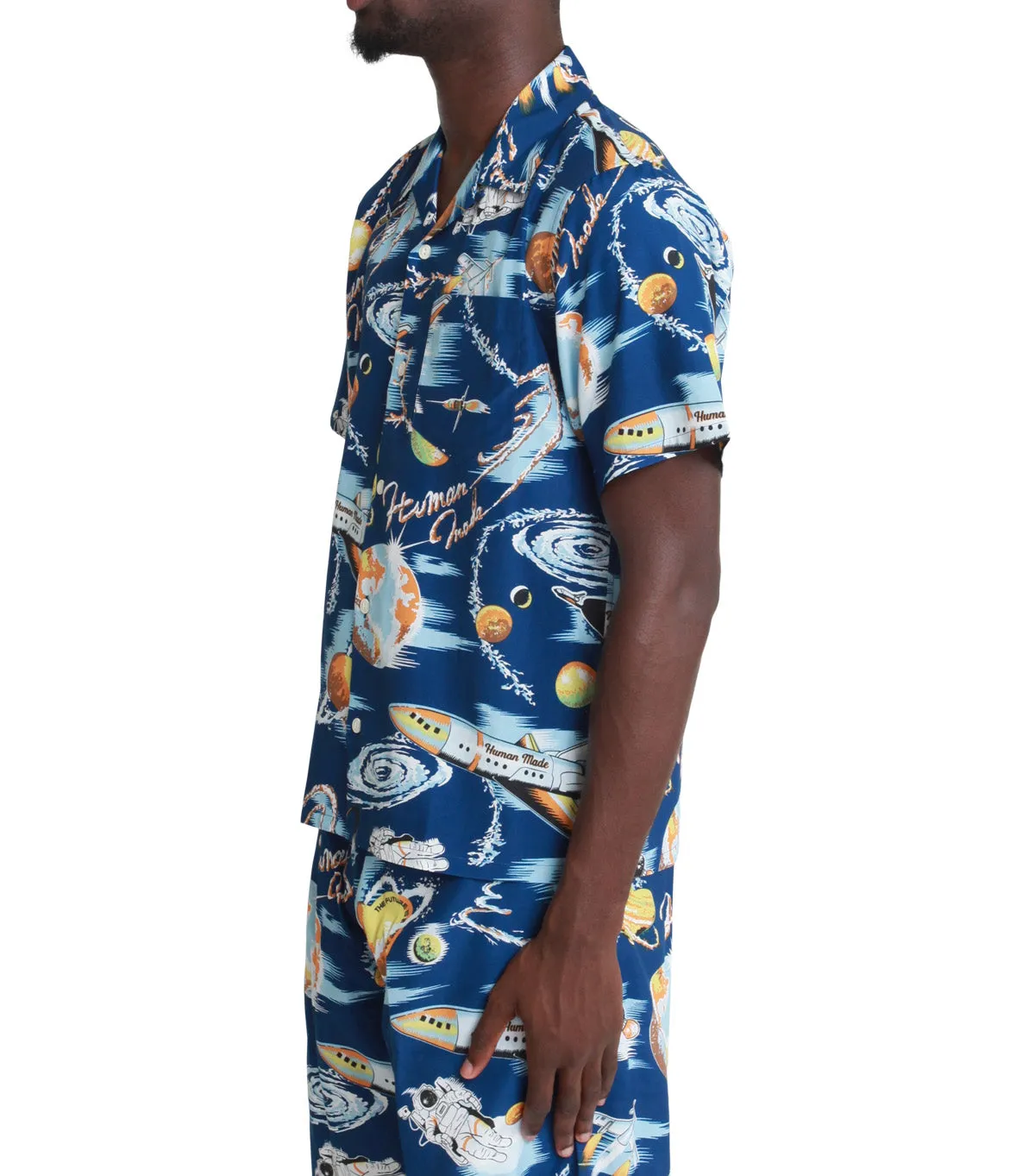 Human Made Graphic Aloha Shirt Blue Flex Fit AbrasionResistant Fabric
